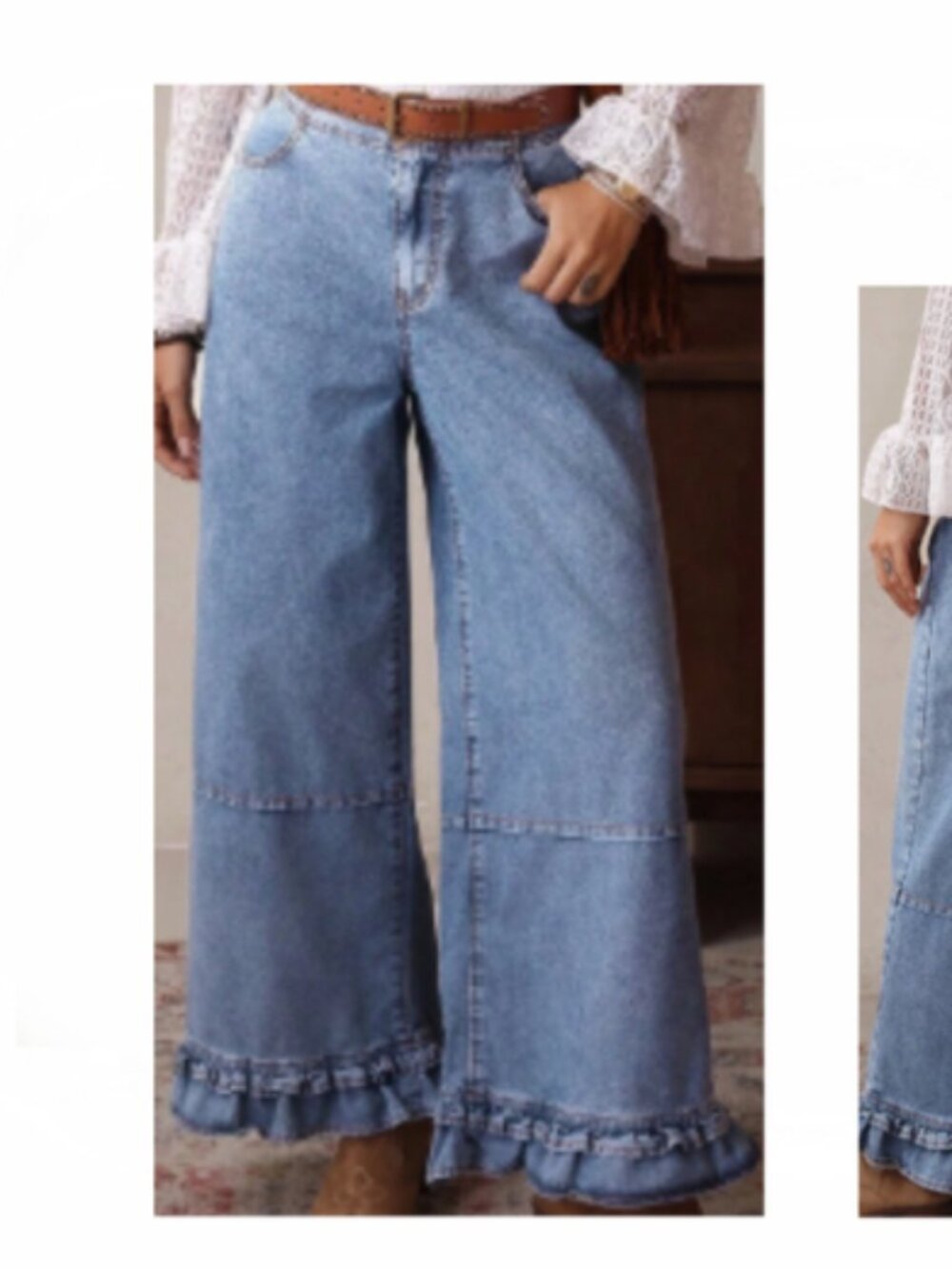 NEW Blue lightweight Elastic Waist bloomer Jeans Large - 10